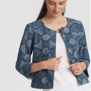 Eileen Fisher Shibori INDIGO ORGANIC JACKET S